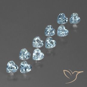Gemme di Topazio Celeste naturale da 2.91 ct, Cuore, VS
