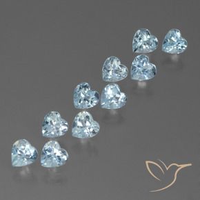 Gemme di Topazio Celeste naturale da 2.95 ct, Cuore, VS