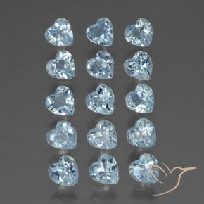 Gemme di Topazio Celeste naturale da 4.31 ct, Cuore, VS