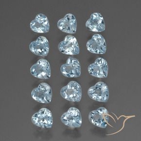 Gemme di Topazio Celeste naturale da 4.49 ct, Cuore, VS