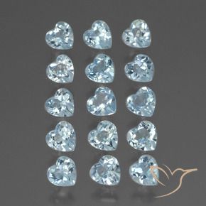Gemme di Topazio Celeste naturale da 3.96 ct, Cuore, VS