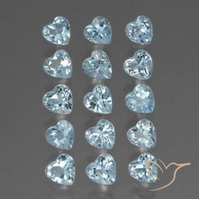 Gemme di Topazio Celeste naturale da 4.93 ct, Cuore, VS