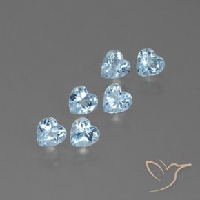 Gemme di Topazio Celeste naturale da 1.69 ct, Cuore, VS