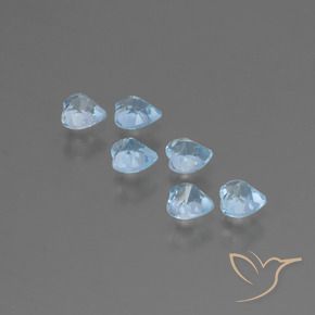 Gemme di Topazio Celeste naturale da 1.69 ct, Cuore, VS