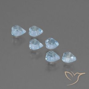 Gemme di Topazio Celeste naturale da 1.77 ct, Cuore, VS