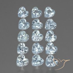 Gemme di Topazio Celeste naturale da 4.14 ct, Cuore, VS