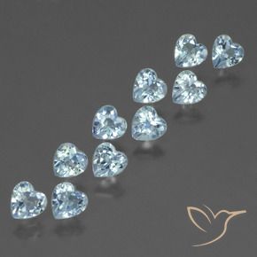 Gemme di Topazio Celeste naturale da 3.02 ct, Cuore, VS