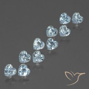 Gemme di Topazio Celeste naturale da 3.04 ct, Cuore, VS