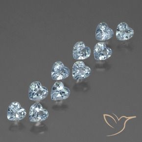 Gemme di Topazio Celeste naturale da 2.98 ct, Cuore, VS