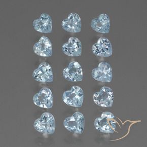 Gemme di Topazio Celeste naturale da 4.27 ct, Cuore, VS