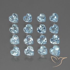 Gemme di Topazio Celeste naturale da 4.69 ct, Cuore, VS