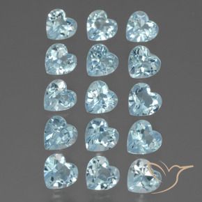 Gemme di Topazio Celeste naturale da 4.32 ct, Cuore, VS