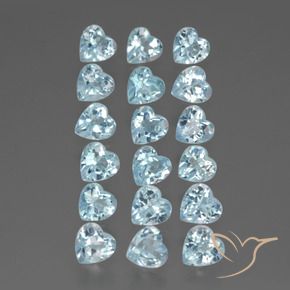 Gemme di Topazio Celeste naturale da 5.46 ct, Cuore, VS