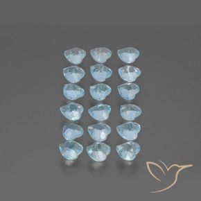Gemme di Topazio Celeste naturale da 5.46 ct, Cuore, VS