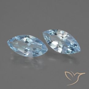 Gemme di Topazio Celeste naturale da 3.88 ct, Taglio marquise, VVS-VS