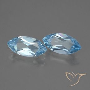 Gemme di Topazio Celeste naturale da 3.86 ct, Taglio marquise, VVS-VS