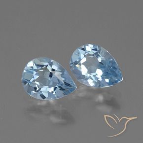 Gemme di Topazio Celeste naturale da 1.65 ct, Forma a pera, VVS-VS