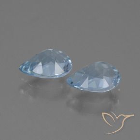 Gemme di Topazio Celeste naturale da 1.65 ct, Forma a pera, VVS-VS