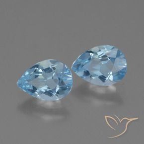 Gemme di Topazio Celeste naturale da 1.67 ct, Forma a pera, VVS-VS