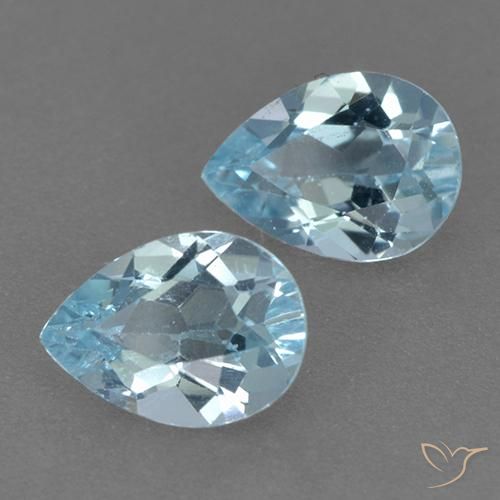 Gemme di Topazio Celeste naturale da 1.79 ct, Forma a pera, VVS-VS