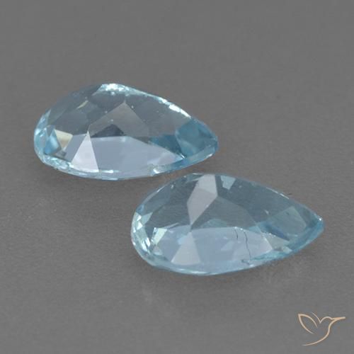 Gemme di Topazio Celeste naturale da 1.79 ct, Forma a pera, VVS-VS