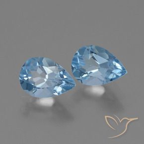 Gemme di Topazio Celeste naturale da 1.68 ct, Forma a pera, VVS-VS