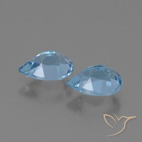 Gemme di Topazio Celeste naturale da 1.68 ct, Forma a pera, VVS-VS
