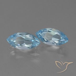 Gemme di Topazio Celeste naturale da 4.38 ct, Taglio marquise, VVS-VS