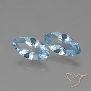 Gemme di Topazio Celeste naturale da 3.60 ct, Taglio marquise, VVS