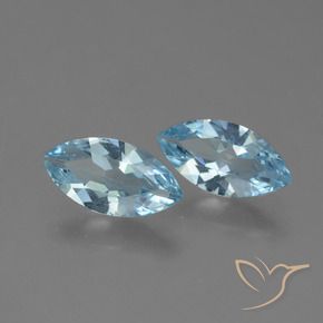 Gemme di Topazio Celeste naturale da 3.53 ct, Taglio marquise, VVS-VS