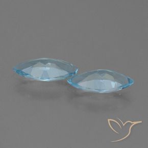 Gemme di Topazio Celeste naturale da 3.53 ct, Taglio marquise, VVS-VS