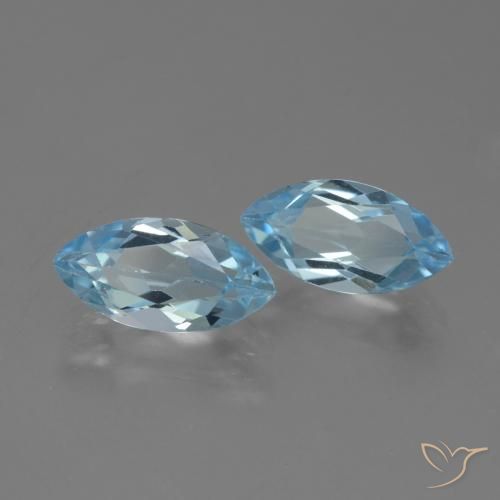 Gemme di Topazio Celeste naturale da 4.69 ct, Taglio marquise, VVS-VS