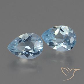 Gemme di Topazio Celeste naturale da 1.65 ct, Forma a pera, VVS-VS