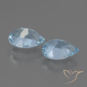 Gemme di Topazio Celeste naturale da 1.65 ct, Forma a pera, VVS-VS