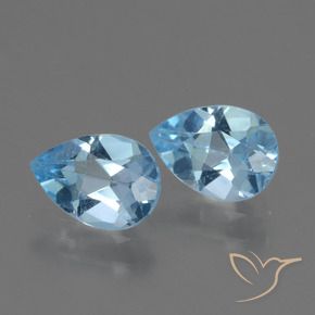 Gemme di Topazio Celeste naturale da 1.65 ct, Forma a pera, VVS-VS