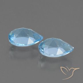 Gemme di Topazio Celeste naturale da 1.65 ct, Forma a pera, VVS-VS