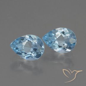Gemme di Topazio Celeste naturale da 1.72 ct, Forma a pera, VVS-VS