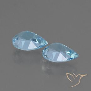 Gemme di Topazio Celeste naturale da 1.72 ct, Forma a pera, VVS-VS