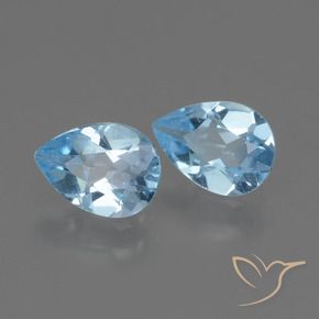 Gemme di Topazio Celeste naturale da 1.56 ct, Forma a pera, VVS-VS