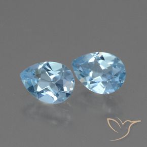 Gemme di Topazio Celeste naturale da 1.58 ct, Forma a pera, VVS-VS