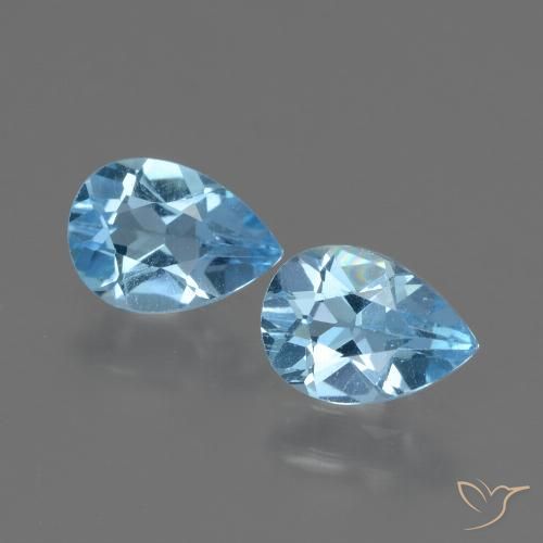 Topazio naturale blu da 1,62 ct, taglio a pera, VVS-VS