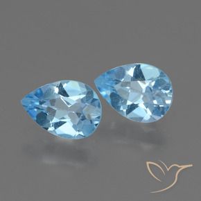 Topazio naturale blu da 1,62 ct, taglio a pera, VVS-VS