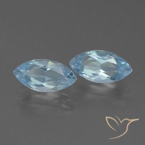 Gemme di Topazio Celeste naturale da 4.99 ct, Taglio marquise, VVS-VS