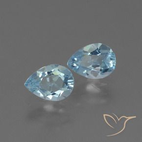 Gemme di Topazio Celeste naturale da 1.84 ct, Forma a pera, VVS-VS