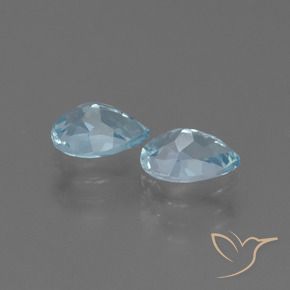 Gemme di Topazio Celeste naturale da 1.84 ct, Forma a pera, VVS-VS