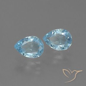 Gemme di Topazio Celeste naturale da 1.70 ct, Forma a pera, VVS-VS