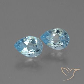 Gemme di Topazio Celeste naturale da 1.69 ct, Forma a pera, VVS-VS