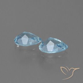 Gemme di Topazio Celeste naturale da 1.69 ct, Forma a pera, VVS-VS