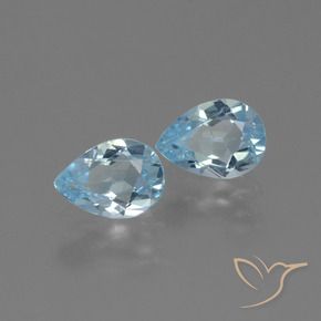 Gemme di Topazio Celeste naturale da 1.68 ct, Forma a pera, VVS-VS
