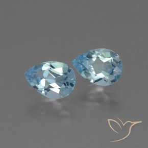 Gemme di Topazio Celeste naturale da 1.65 ct, Forma a pera, VVS-VS